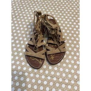 Sam Edelman Gladiator Sandal Brown Suede Gemma‎ Cage Lace Up Flat Size 7M